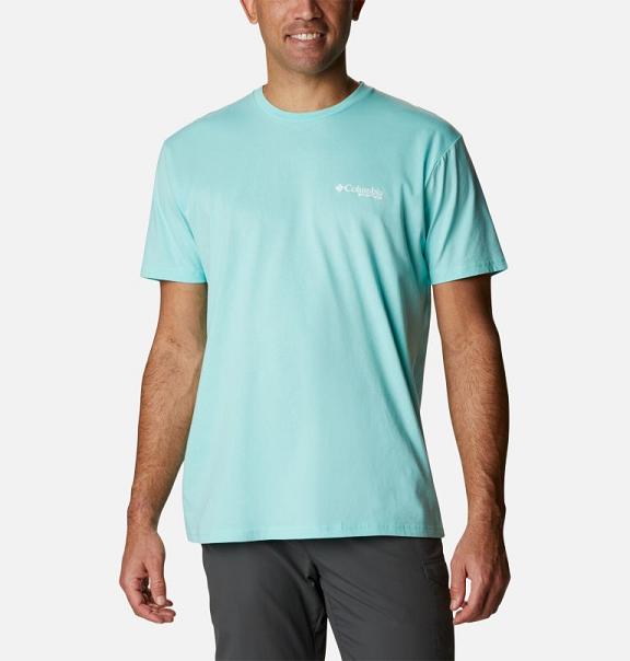 Columbia PFG T-Shirt Green For Men's NZ51206 New Zealand